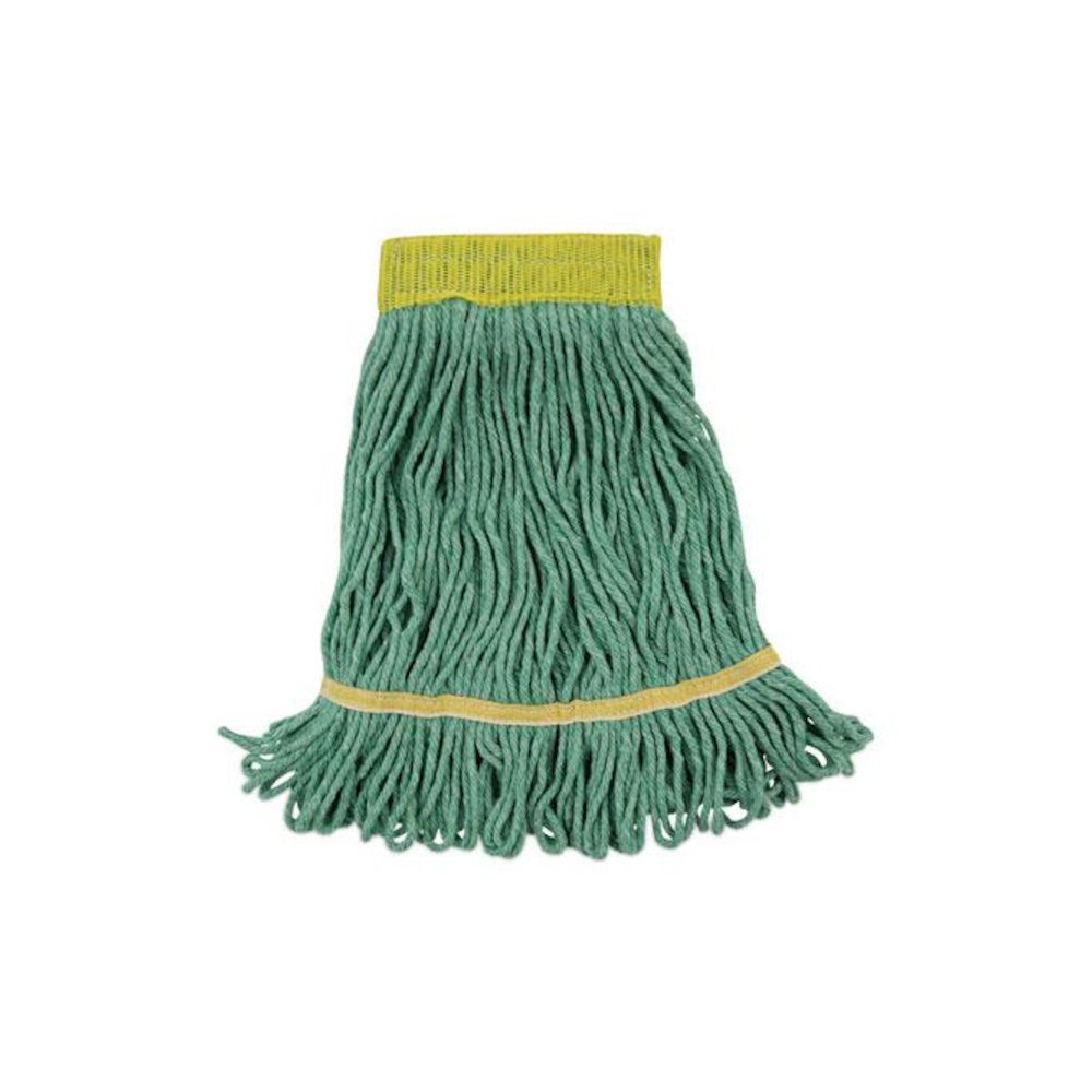 Super Loop Wet Mop Head, Cotton/Synthetic Fiber, 5" Headband, Small Size, Green, 12/Carton. Picture 1