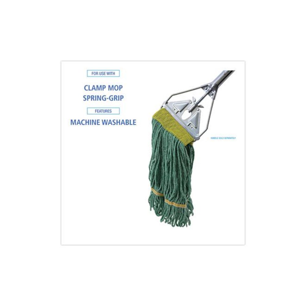 Super Loop Wet Mop Head, Cotton/Synthetic Fiber, 5" Headband, Small Size, Green, 12/Carton. Picture 3
