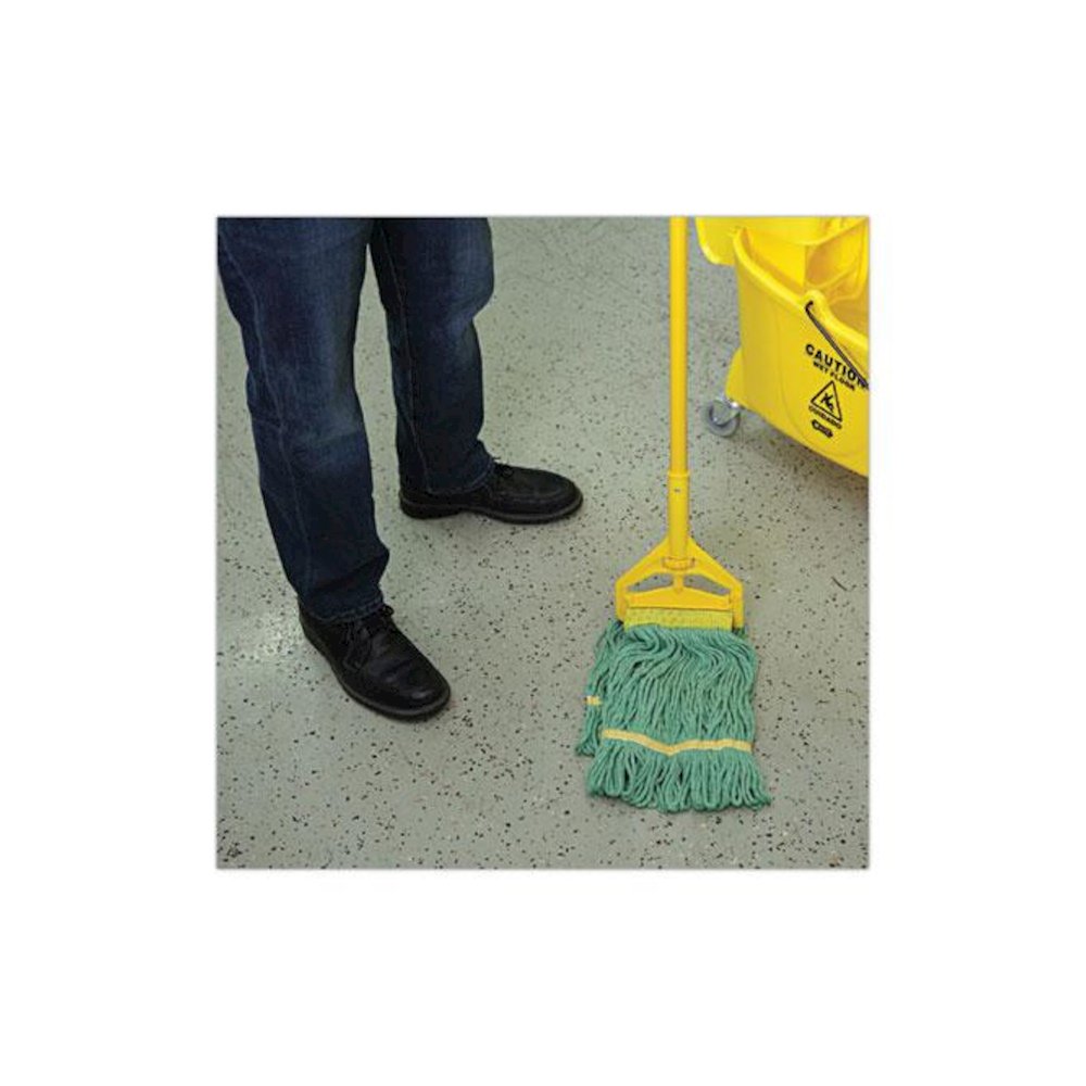 Super Loop Wet Mop Head, Cotton/Synthetic Fiber, 5" Headband, Small Size, Green, 12/Carton. Picture 5