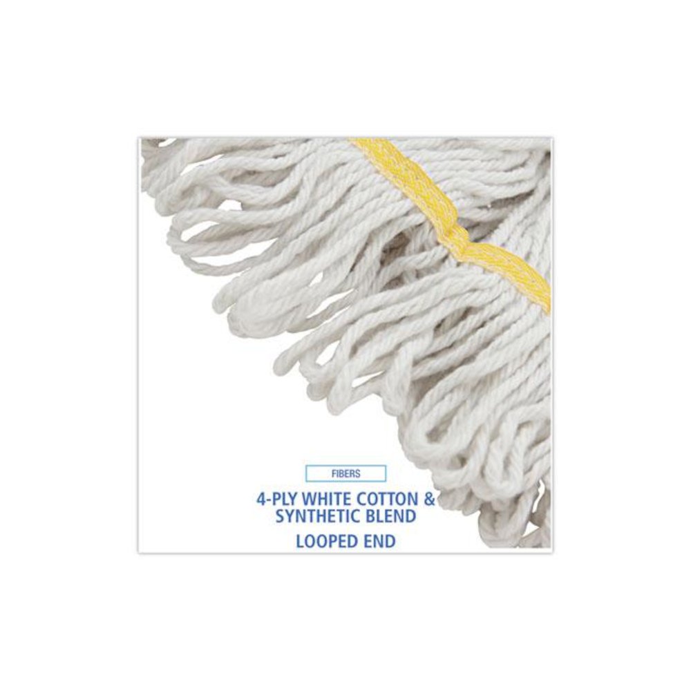 Super Loop Wet Mop Head, Cotton/Synthetic Fiber, 5" Headband, Small Size, White, 12/Carton. Picture 4