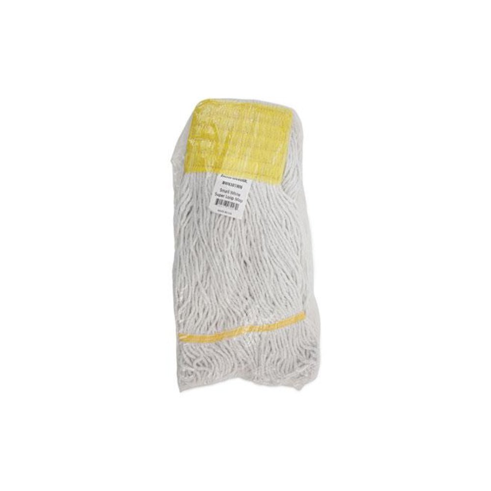 Super Loop Wet Mop Head, Cotton/Synthetic Fiber, 5" Headband, Small Size, White, 12/Carton. Picture 7