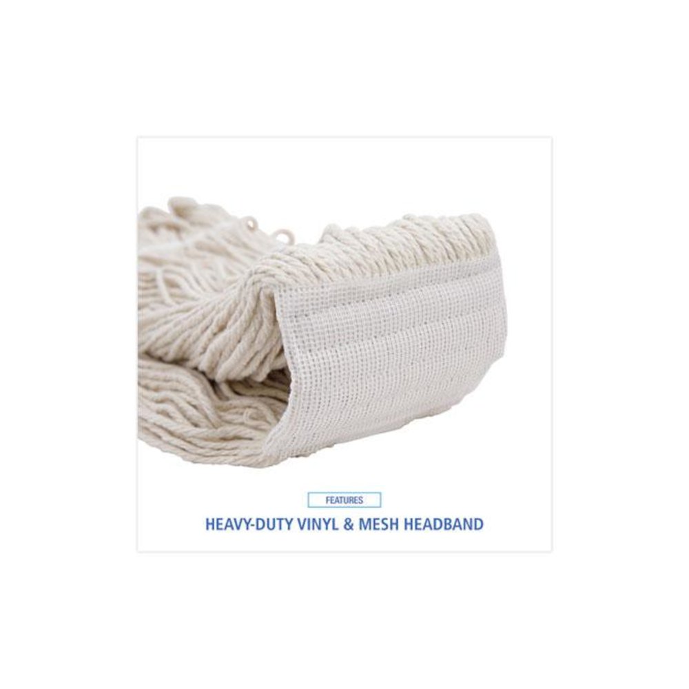 Mop Head, Pro Loop Web/Tailband, Premium Saddleback Head, Cotton, 24 oz, White, 12/Carton. Picture 6