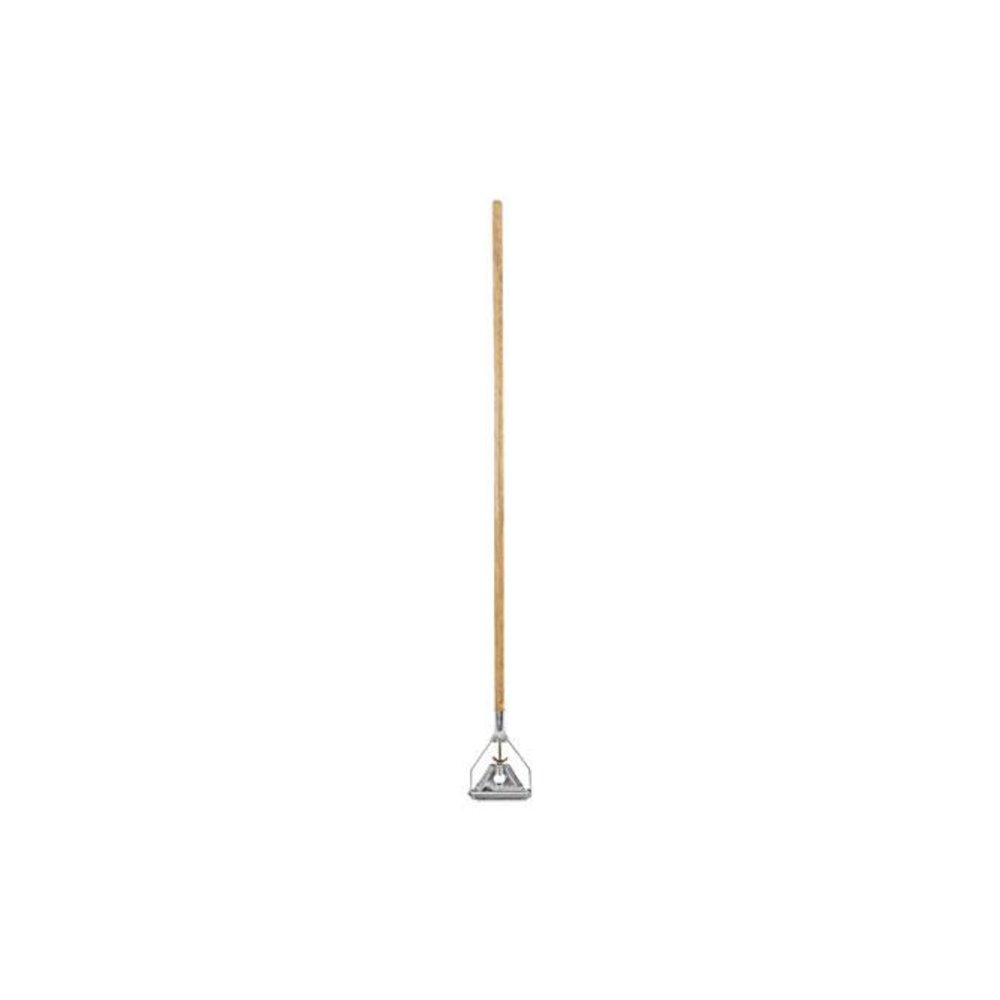 Quick Change Metal Head Wooden Mop Handle, Junior, 54", Natural. Picture 1