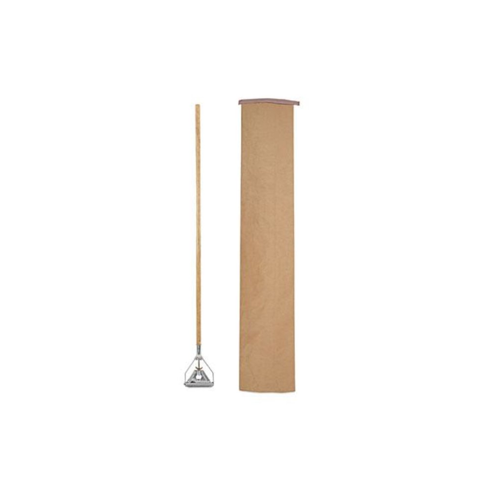 Quick Change Metal Head Wooden Mop Handle, Junior, 54", Natural. Picture 6
