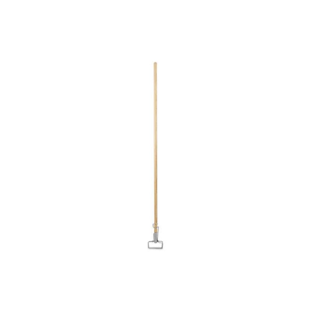 Spring Grip Metal Head Mop Handle for Most Mop Heads, 60", Natural. Picture 1