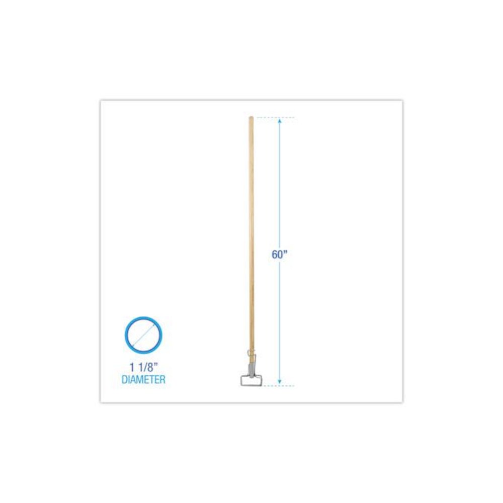 Spring Grip Metal Head Mop Handle for Most Mop Heads, 60", Natural. Picture 2