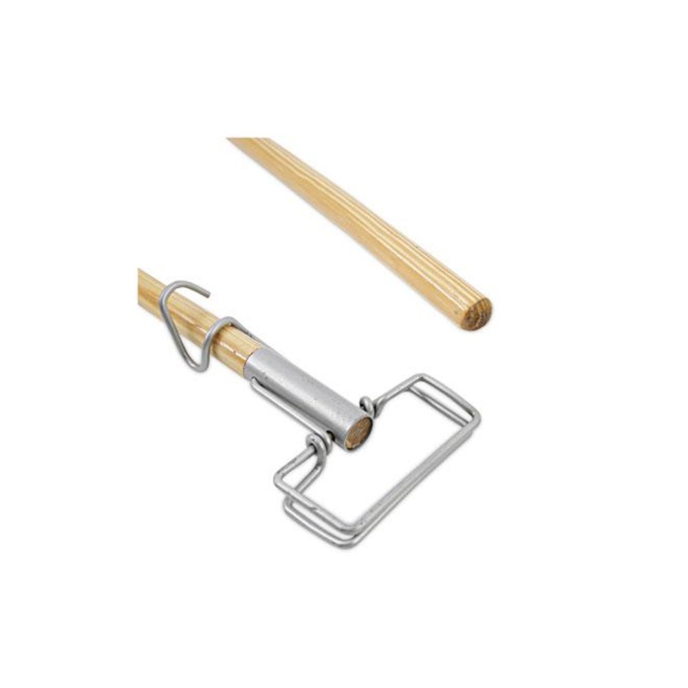 Spring Grip Metal Head Mop Handle for Most Mop Heads, 60", Natural. Picture 4