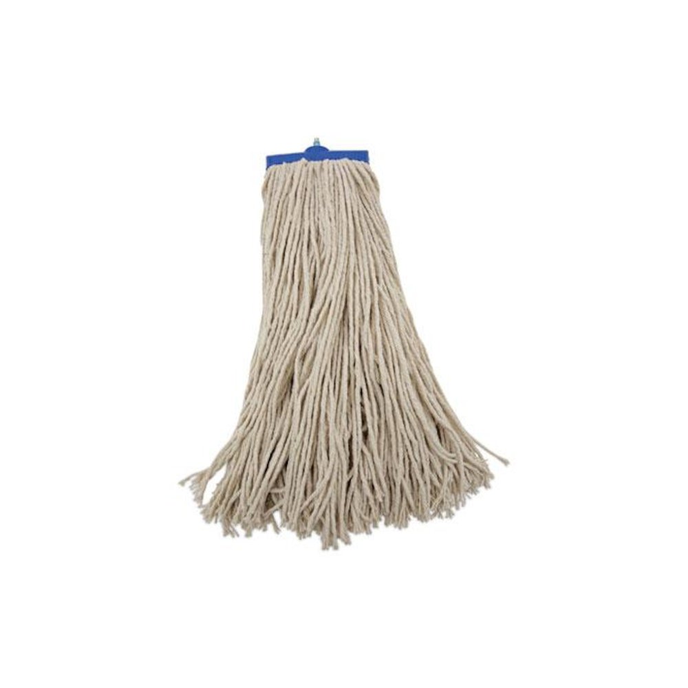 Mop Head, Economical Lie-Flat Head, Cotton Fiber, 20 oz, White, 12/Carton. Picture 1