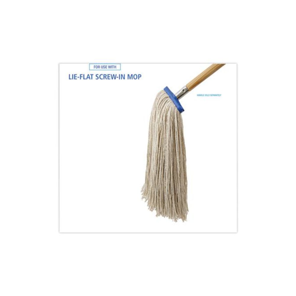 Mop Head, Economical Lie-Flat Head, Cotton Fiber, 20 oz, White, 12/Carton. Picture 3