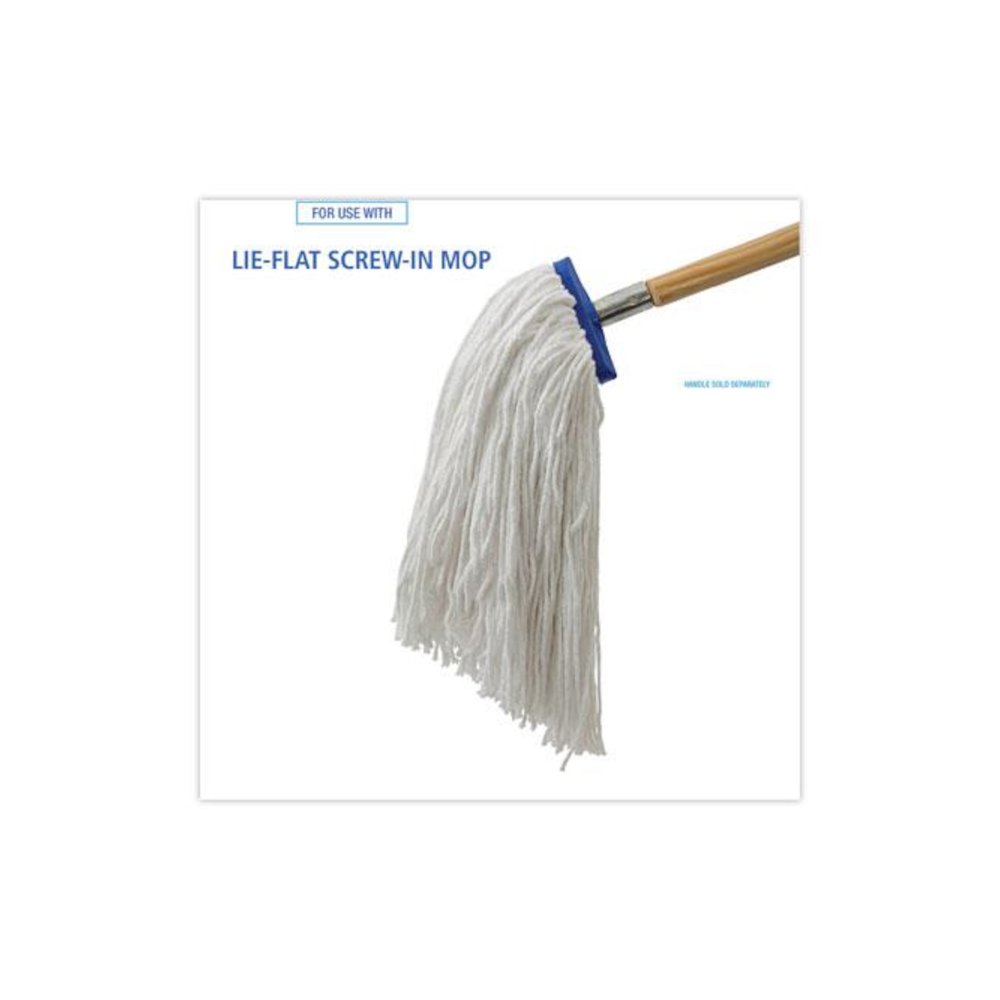 Mop Head, Economical Lie-Flat Head, Rayon Fiber, 20 oz, White, 12/Carton. Picture 3