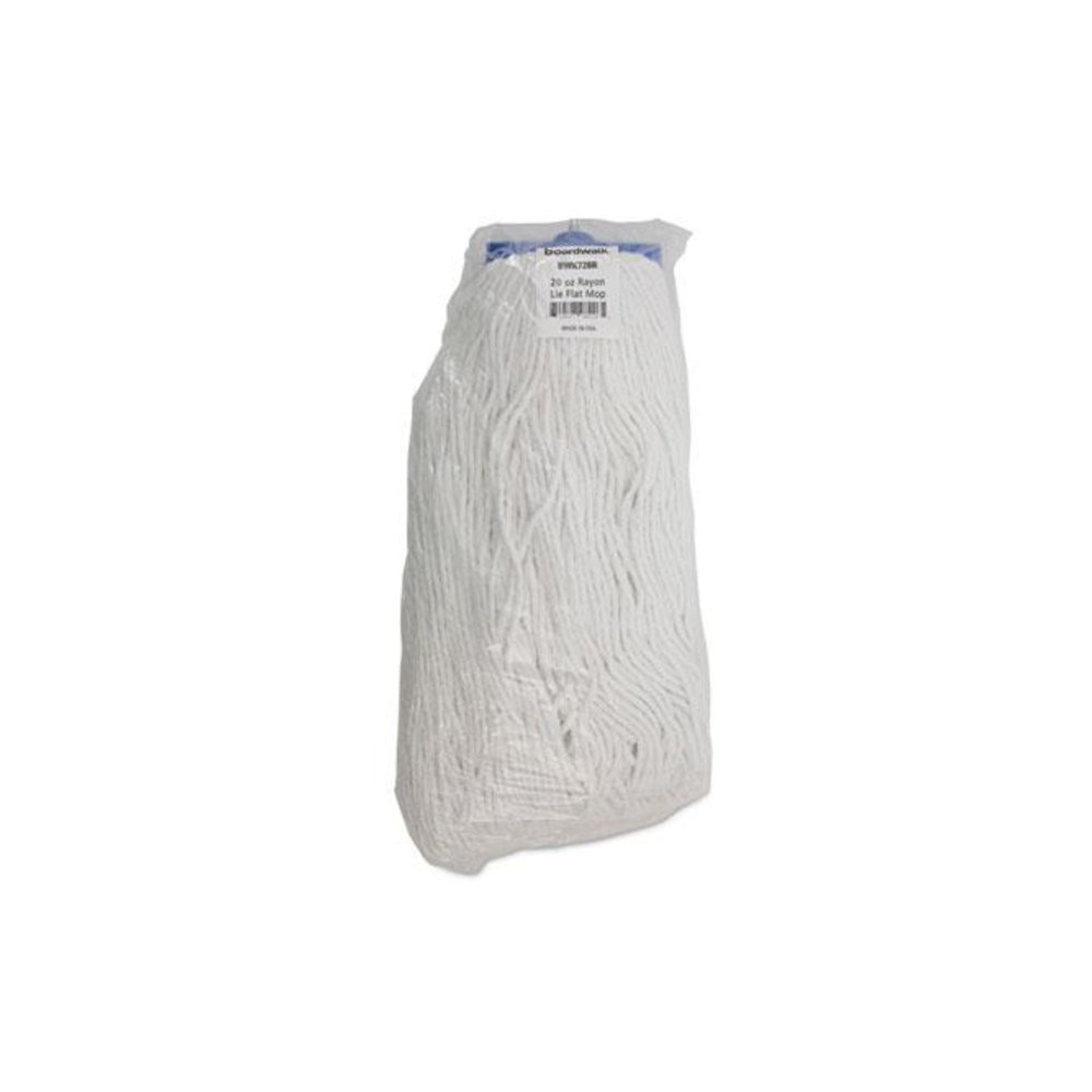 Mop Head, Economical Lie-Flat Head, Rayon Fiber, 20 oz, White, 12/Carton. Picture 7