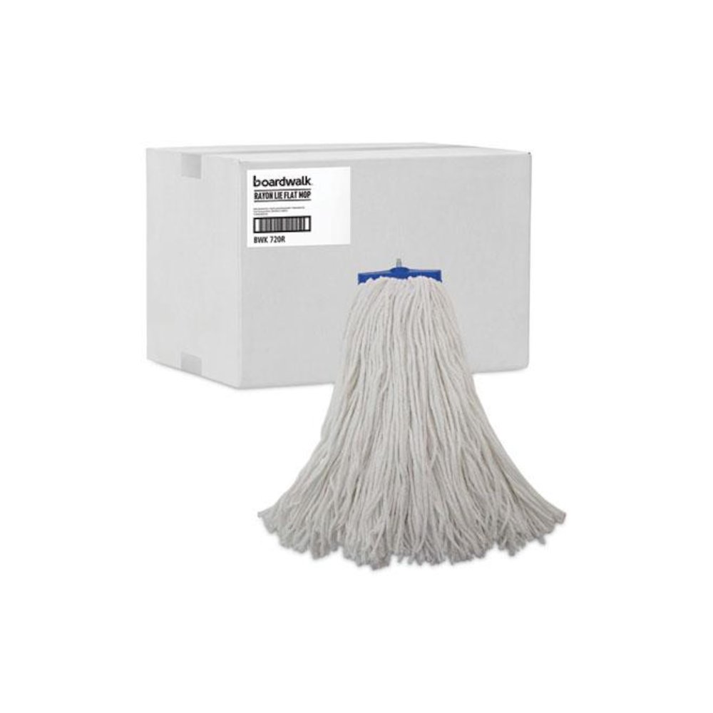 Mop Head, Economical Lie-Flat Head, Rayon Fiber, 20 oz, White, 12/Carton. Picture 9