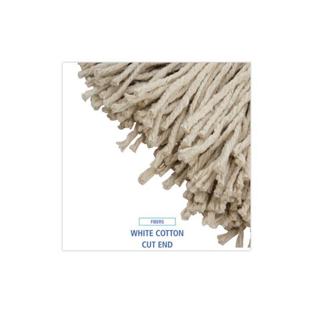 Cut-End Lie-Flat Wet Mop Head, Cotton, 24 oz, White, 12/Carton. Picture 4