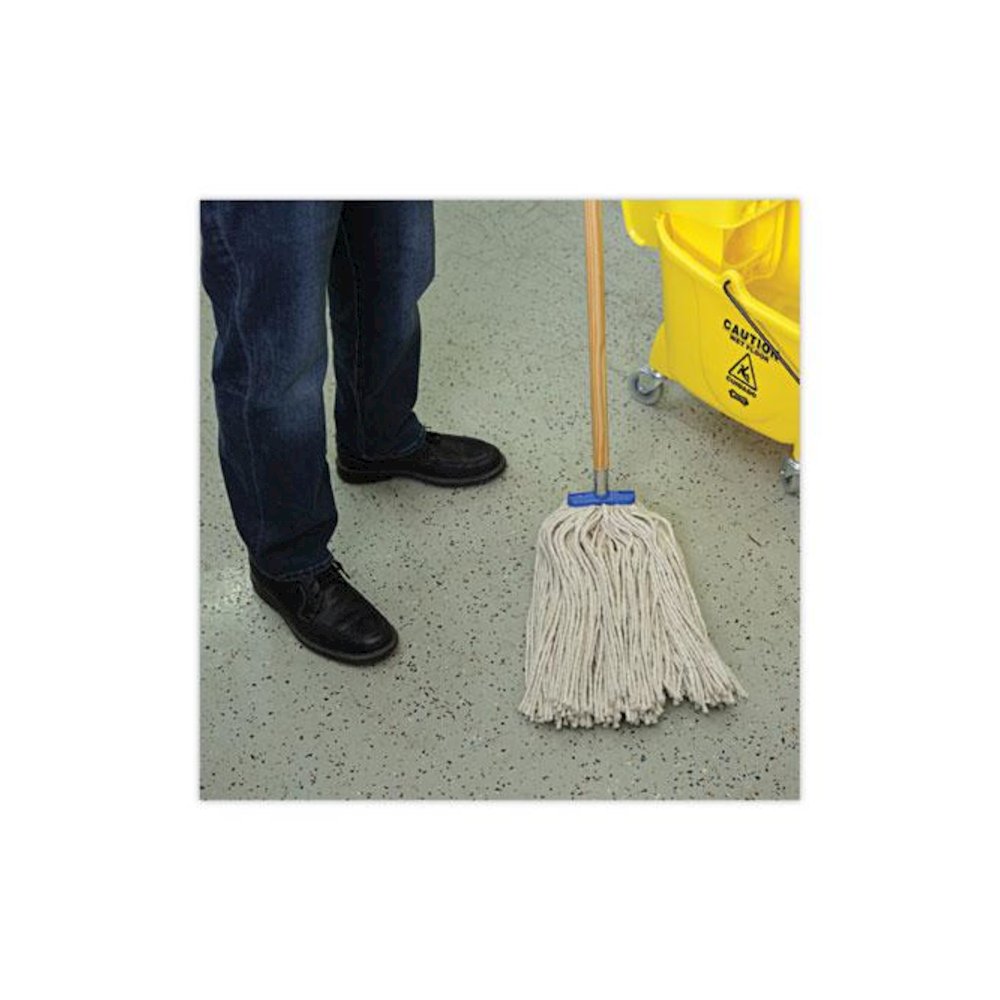 Cut-End Lie-Flat Wet Mop Head, Cotton, 24 oz, White, 12/Carton. Picture 5