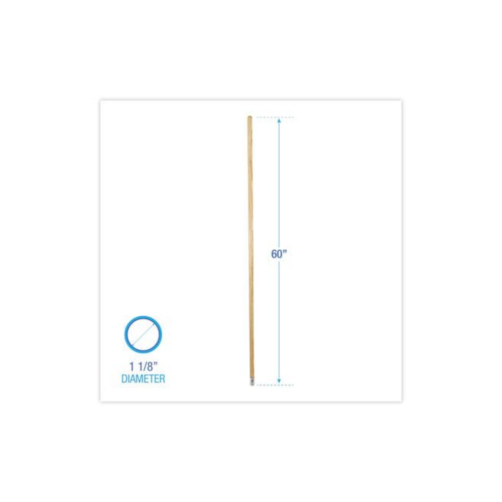 Lie-Flat Screw-In Mop Handle, 1.13" dia x 60", Natural. Picture 2