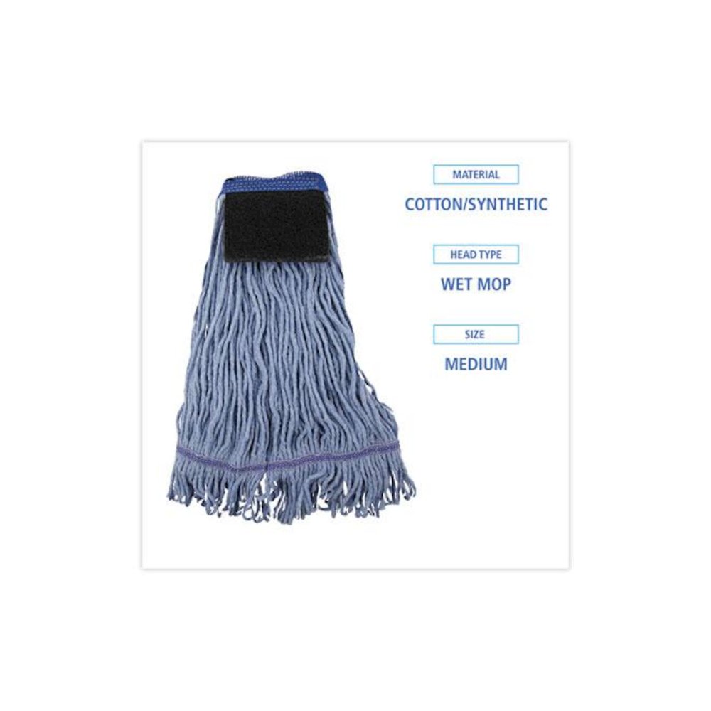 Mop Head, Loop-End, Cotton With Scrub Pad, Medium, 12/Carton. Picture 2