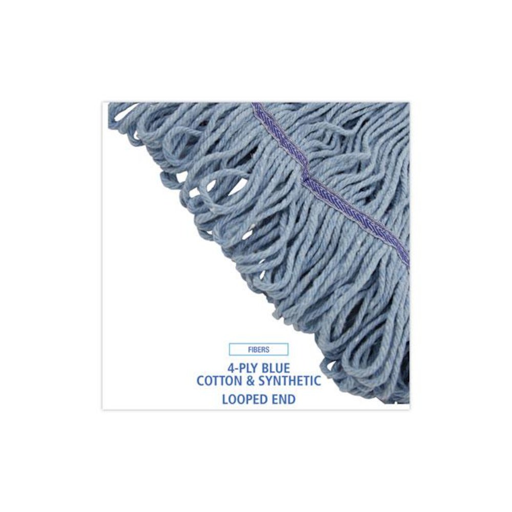 Mop Head, Loop-End, Cotton With Scrub Pad, Medium, 12/Carton. Picture 4