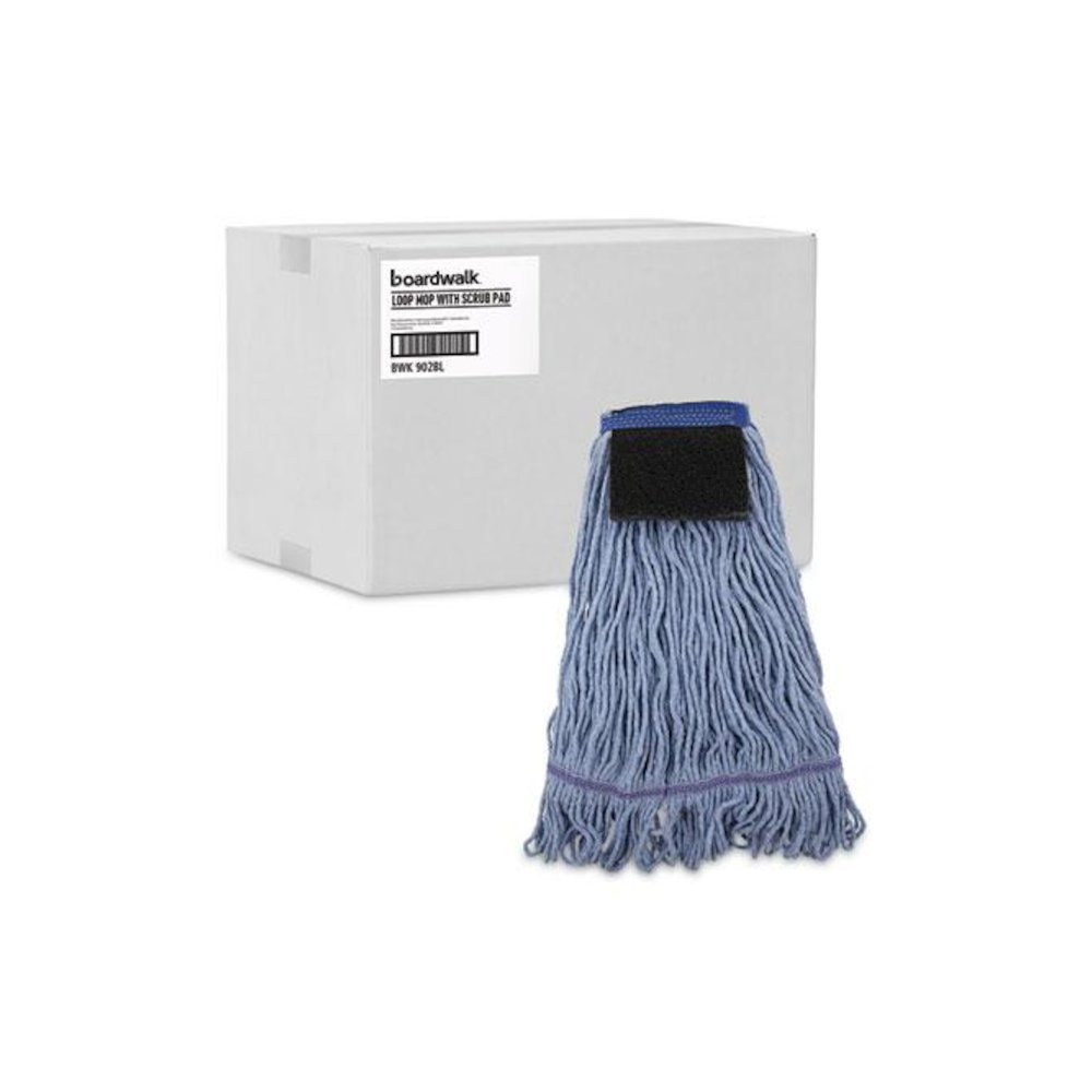Mop Head, Loop-End, Cotton With Scrub Pad, Medium, 12/Carton. Picture 9
