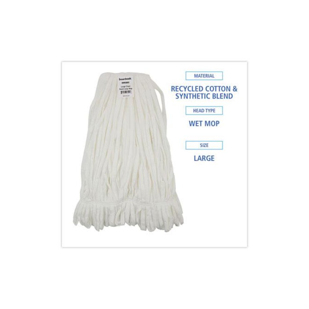 Mop Head, Looped, Enviro Clean With Tailband, Cotton/Synthetic, Large, White, 12/Carton. Picture 2