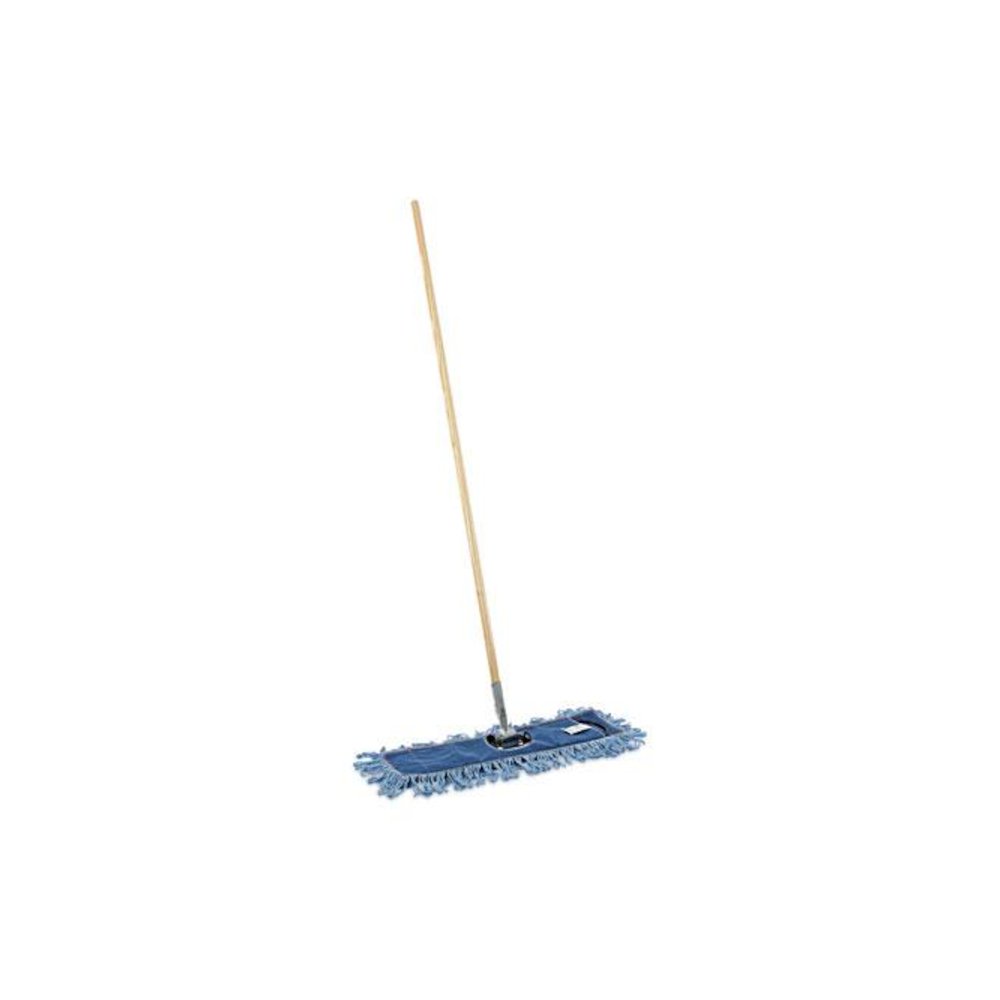 Dry Mopping Kit, 24 x 5 Blue Synthetic Head, 60" Natural Wood/Metal Handle. Picture 1