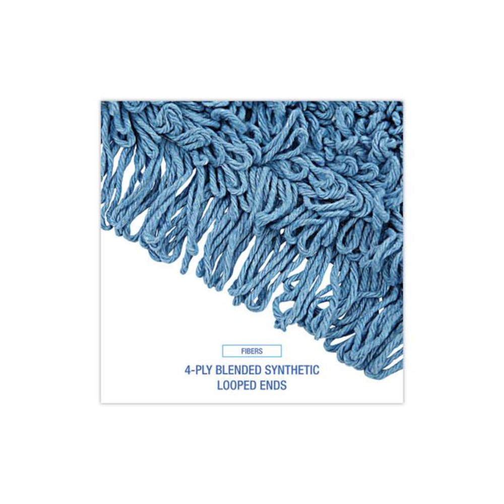 Dry Mopping Kit, 24 x 5 Blue Synthetic Head, 60" Natural Wood/Metal Handle. Picture 4