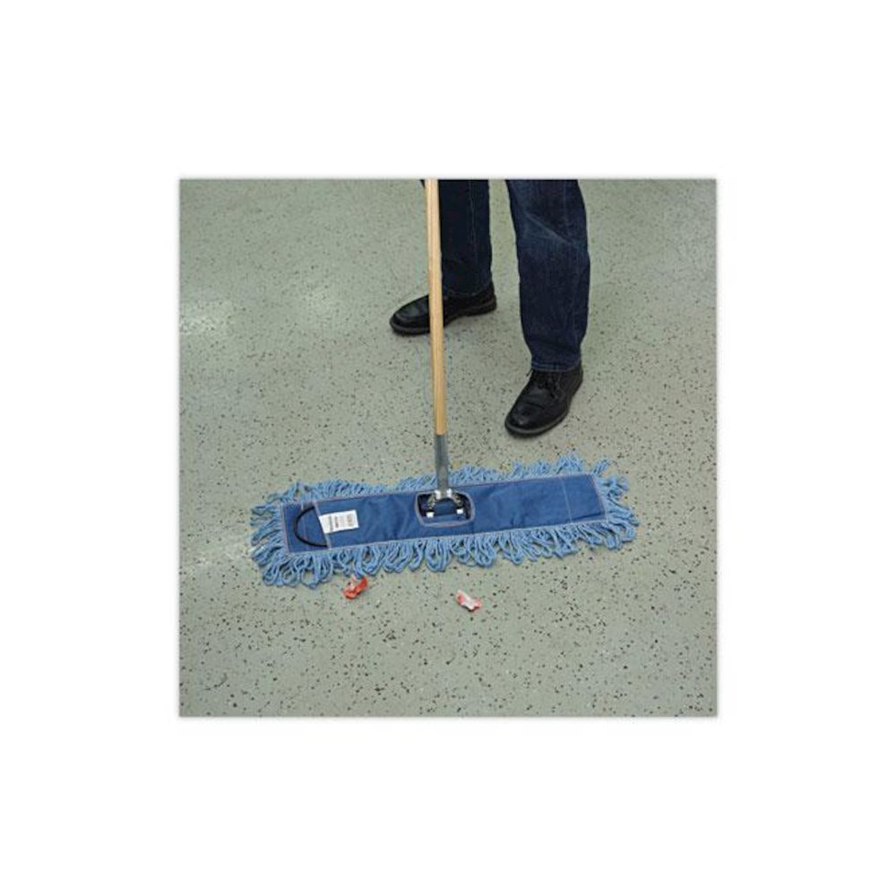 Dry Mopping Kit, 24 x 5 Blue Synthetic Head, 60" Natural Wood/Metal Handle. Picture 5