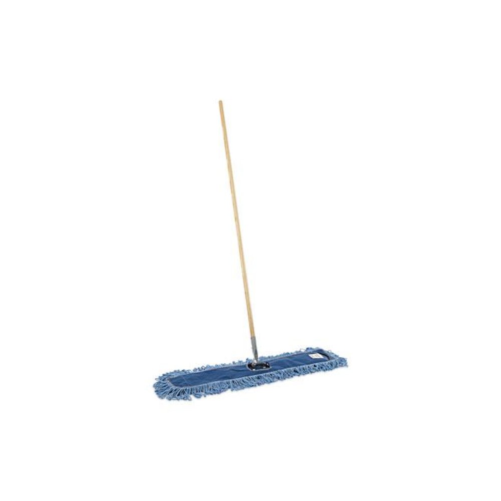 Dry Mopping Kit, 36 x 5 Blue Blended Synthetic Head, 60" Natural Wood/Metal Handle. Picture 1