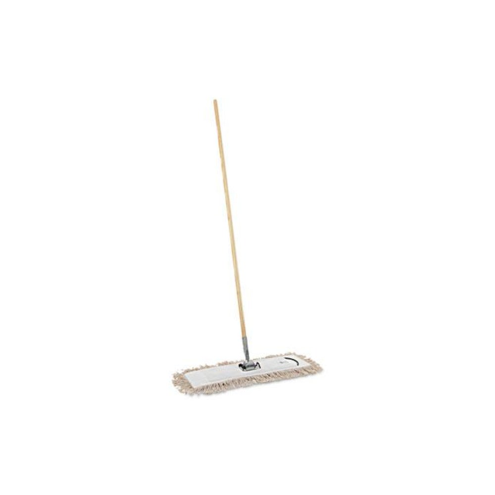 Cotton Dry Mopping Kit, 24 x 5 Natural Cotton Head, 60" Natural Wood Handle. Picture 1