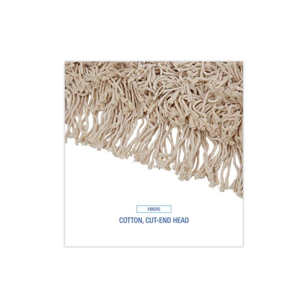 Cotton Dry Mopping Kit, 24 x 5 Natural Cotton Head, 60" Natural Wood Handle. Picture 4