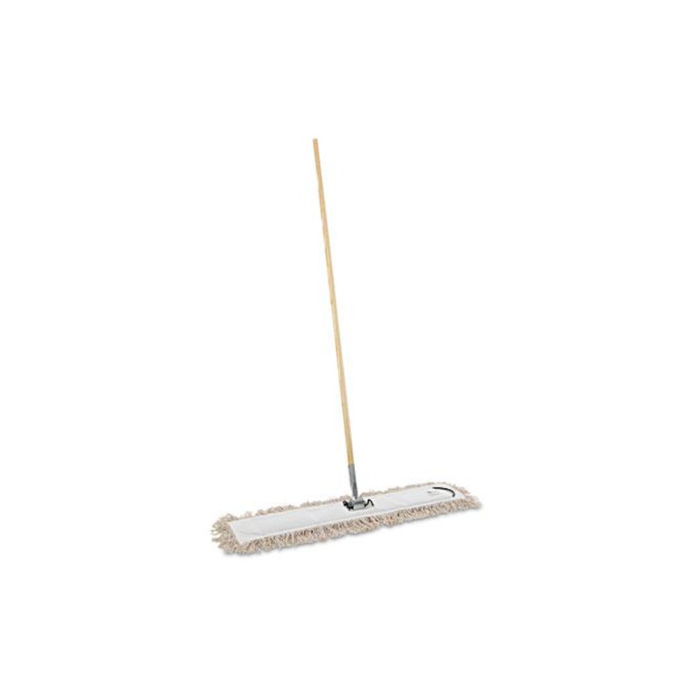 Cotton Dry Mopping Kit, 36 x 5 Natural Cotton Head, 60" Natural Wood Handle. Picture 1