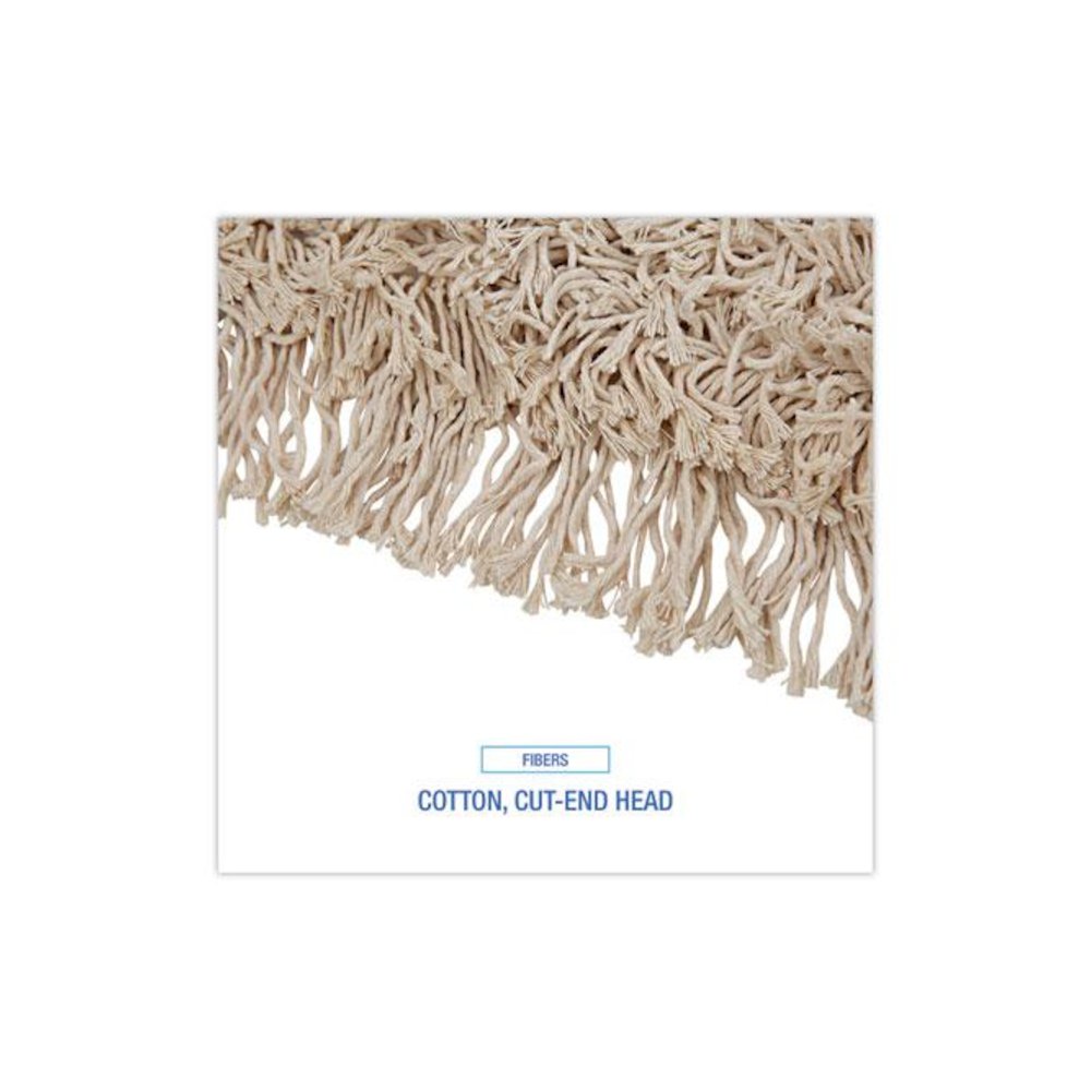 Cotton Dry Mopping Kit, 36 x 5 Natural Cotton Head, 60" Natural Wood Handle. Picture 4