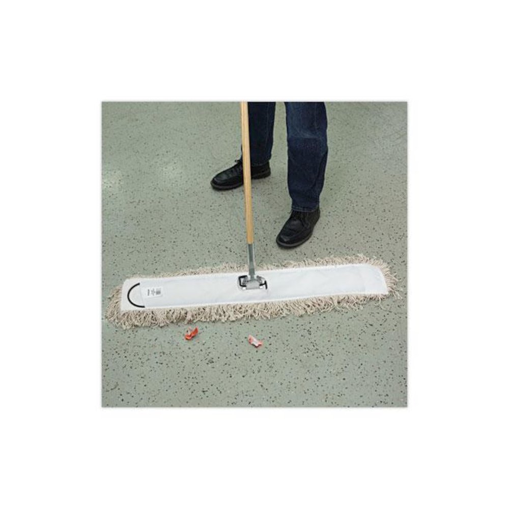Cotton Dry Mopping Kit, 36 x 5 Natural Cotton Head, 60" Natural Wood Handle. Picture 5