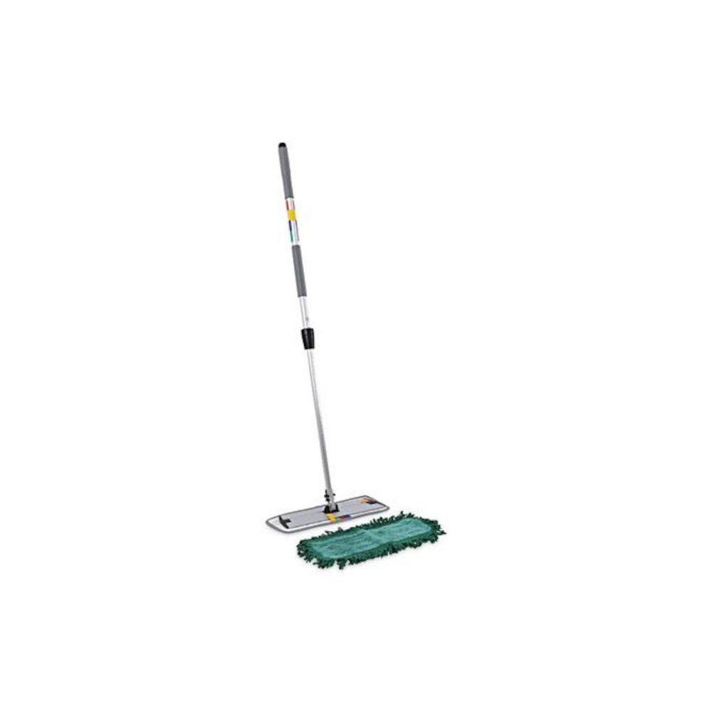 Microfiber Cleaning Kit, 18" Blue/Green Microfiber Head, 35" to 60" Gray Aluminum Handle. Picture 1
