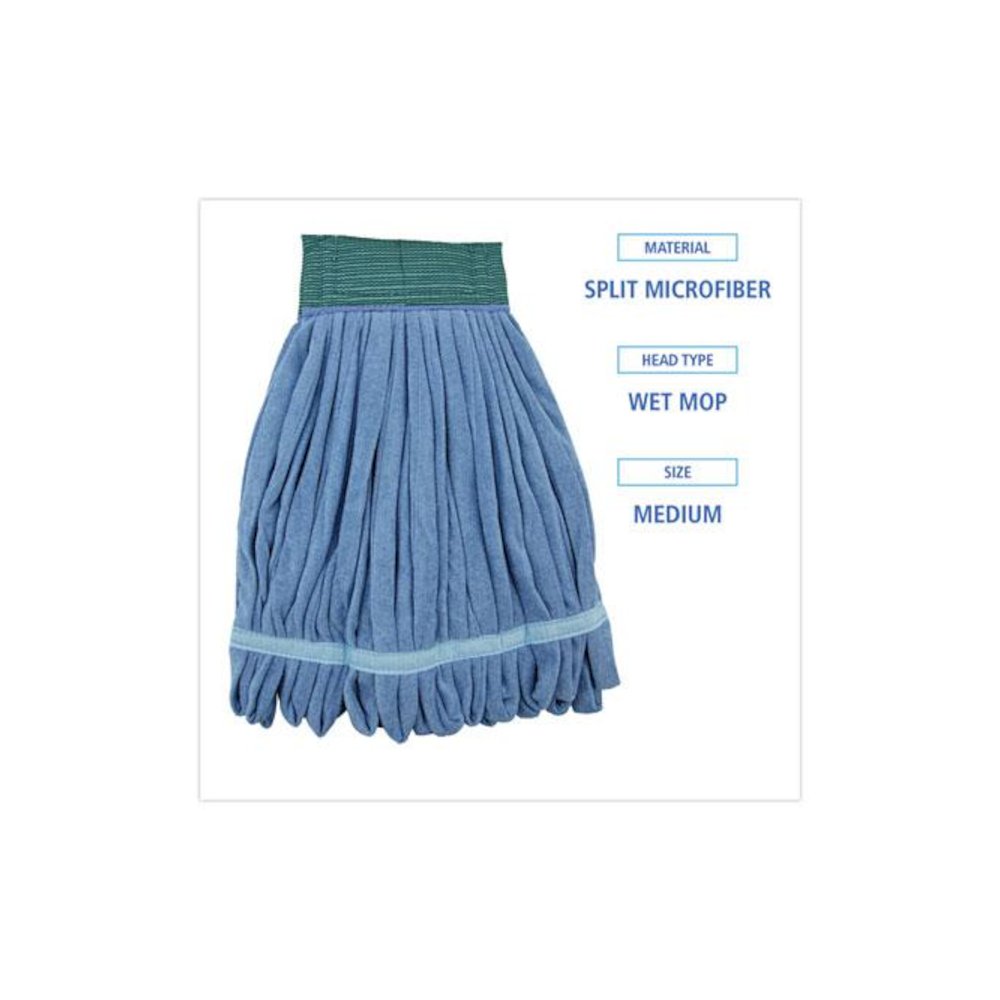 Microfiber Looped-End Wet Mop Heads, Medium, Blue, 12/Carton, 12/Carton. Picture 2