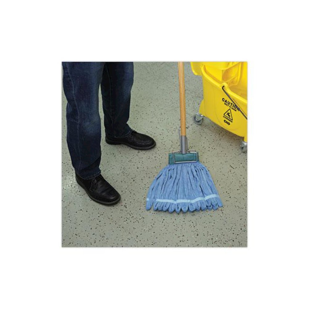 Microfiber Looped-End Wet Mop Heads, Medium, Blue, 12/Carton, 12/Carton. Picture 5