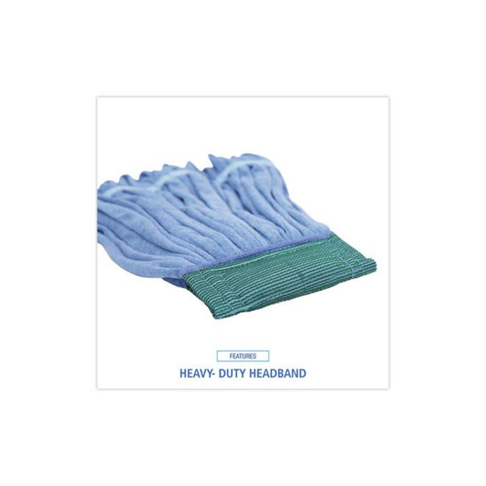 Microfiber Looped-End Wet Mop Heads, Medium, Blue, 12/Carton, 12/Carton. Picture 6