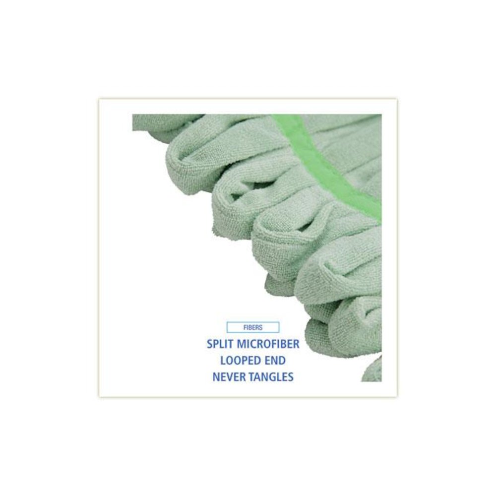 Microfiber Looped-End Wet Mop Heads, Medium, Green, 12/Carton. Picture 4