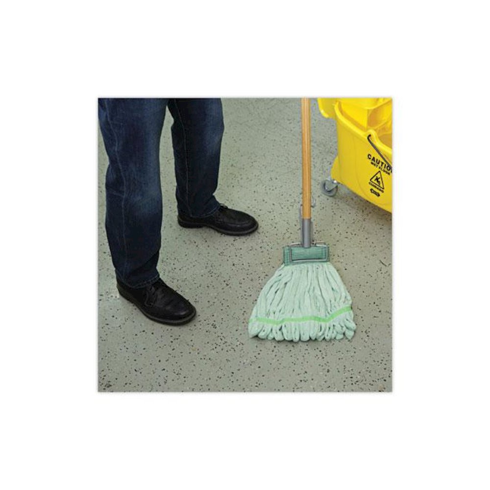 Microfiber Looped-End Wet Mop Heads, Medium, Green, 12/Carton. Picture 5