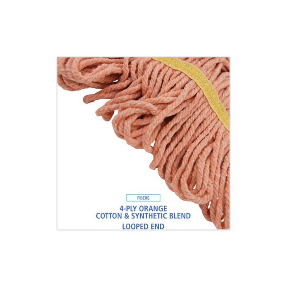Super Loop Wet Mop Head, Cotton/Synthetic Fiber, 5" Headband, Small Size, Orange, 12/Carton. Picture 4