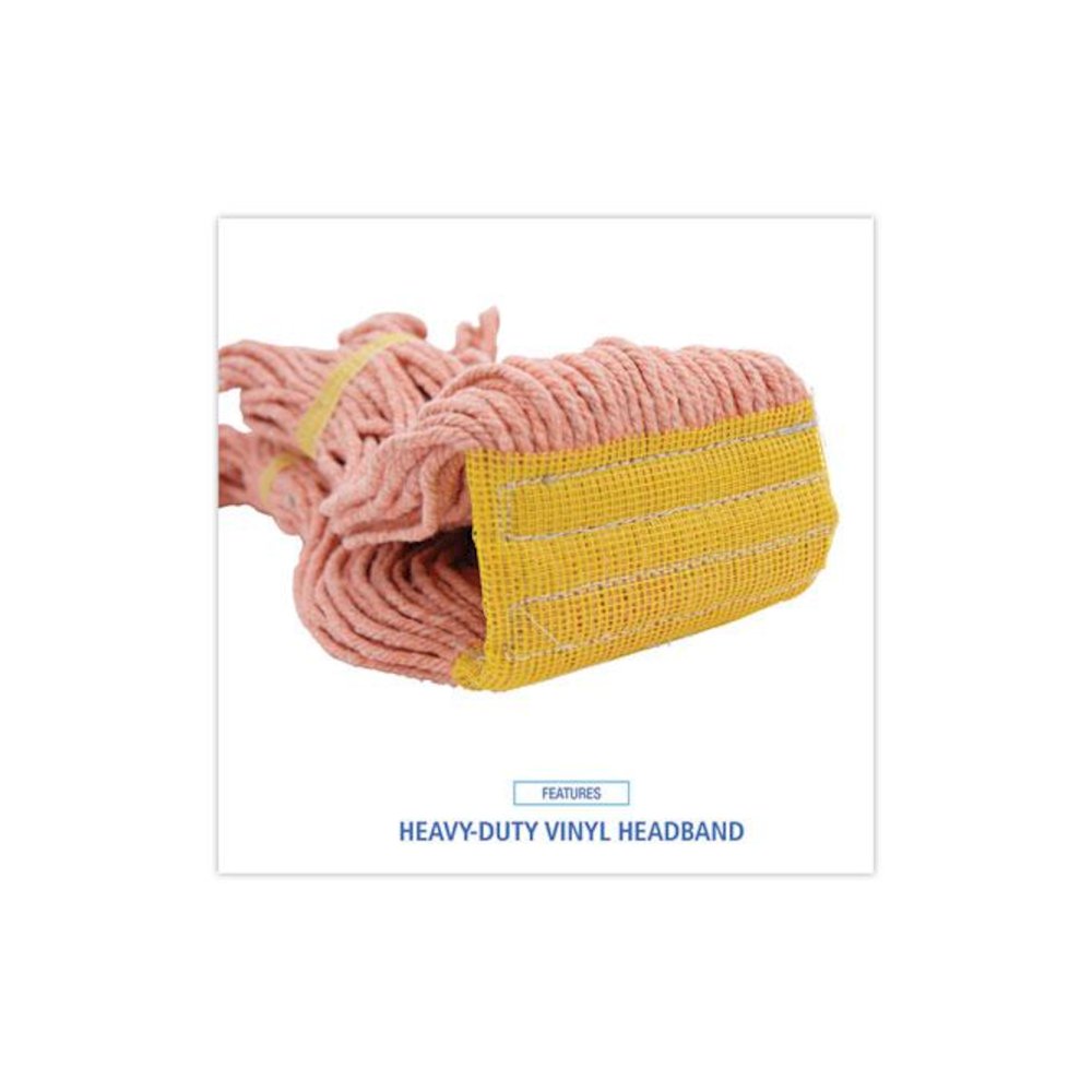 Super Loop Wet Mop Head, Cotton/Synthetic Fiber, 5" Headband, Small Size, Orange, 12/Carton. Picture 6