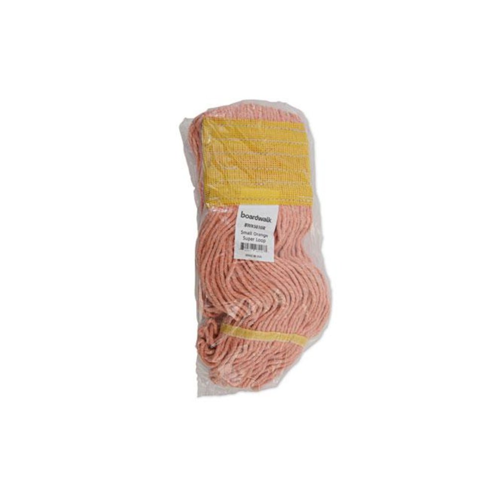 Super Loop Wet Mop Head, Cotton/Synthetic Fiber, 5" Headband, Small Size, Orange, 12/Carton. Picture 7