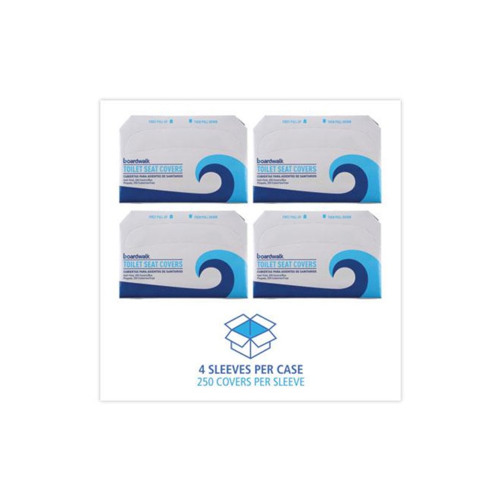 Premium Half-Fold Toilet Seat Covers, 14.17 x 16.73, White, 250/Sleeve, 4 Sleeves/Carton. Picture 4