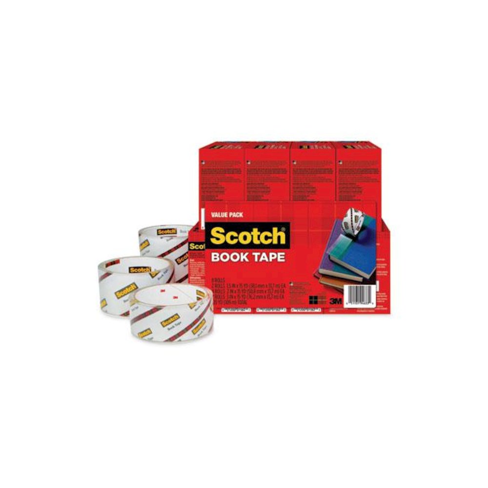 Book Tape Value Pack, 3" Core, (2) 1.5" x 15 yds, (4) 2" x 15 yds, (2) 3" x 15 yds, Clear, 8/Pack. Picture 4