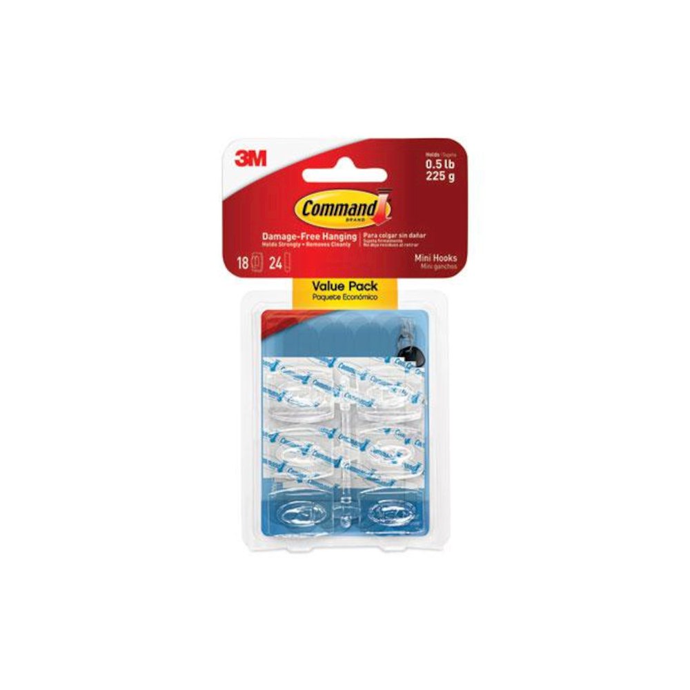 Mini Clear Hooks, Plastic, Supports 0.5 lb, 18/Pack. Picture 2