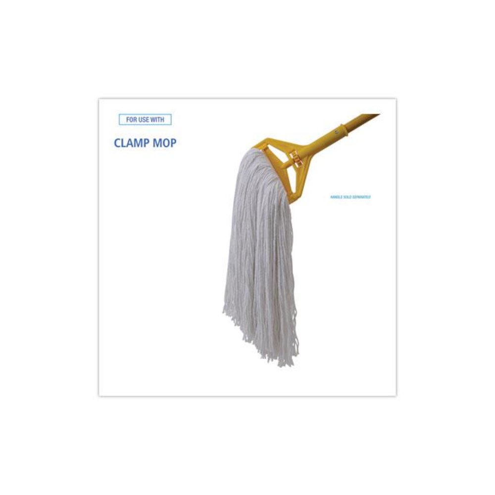 Mop Head, Premium Standard Head, Rayon Fiber, 32 oz, White, 12/Carton. Picture 3