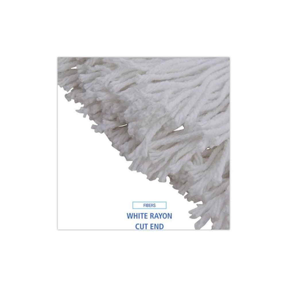Mop Head, Premium Standard Head, Rayon Fiber, 32 oz, White, 12/Carton. Picture 4