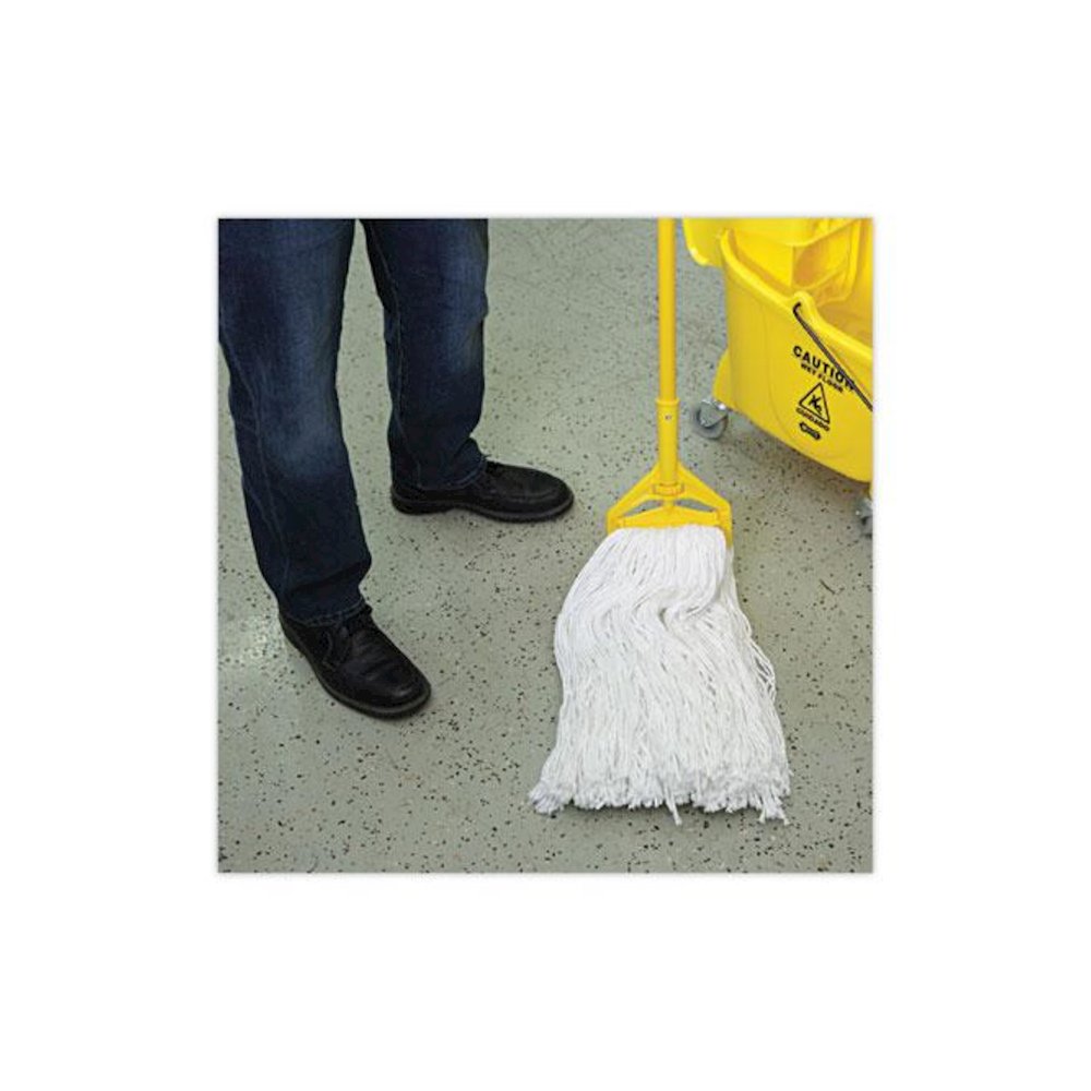 Mop Head, Premium Standard Head, Rayon Fiber, 32 oz, White, 12/Carton. Picture 5