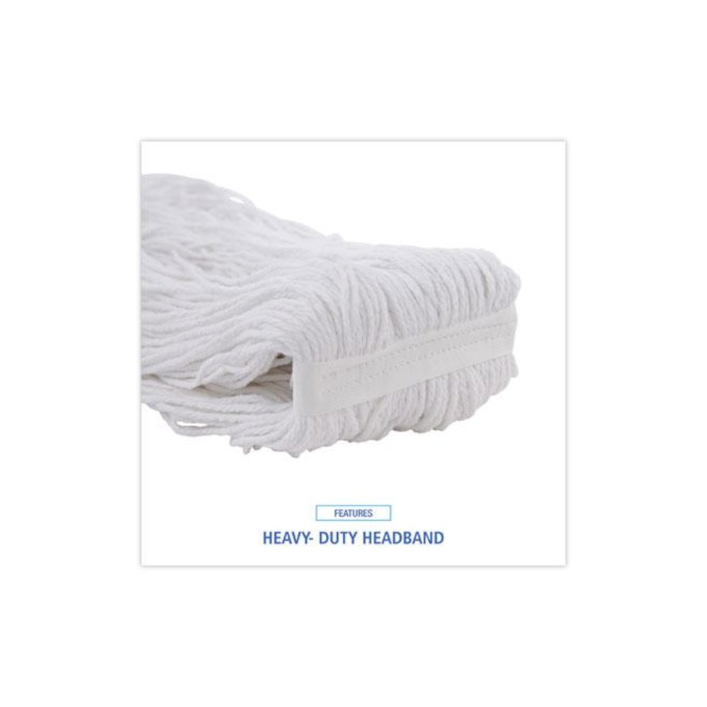 Mop Head, Premium Standard Head, Rayon Fiber, 32 oz, White, 12/Carton. Picture 6