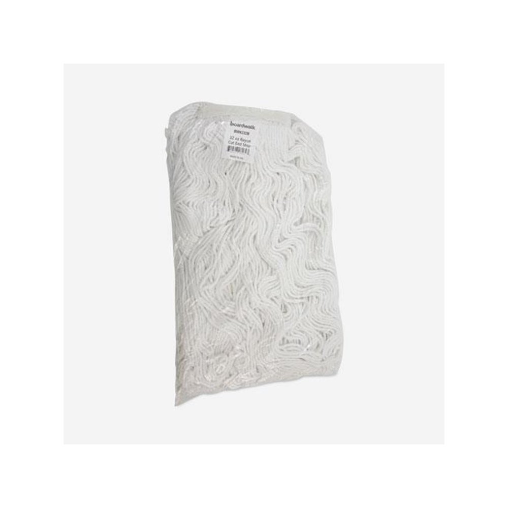 Mop Head, Premium Standard Head, Rayon Fiber, 32 oz, White, 12/Carton. Picture 7
