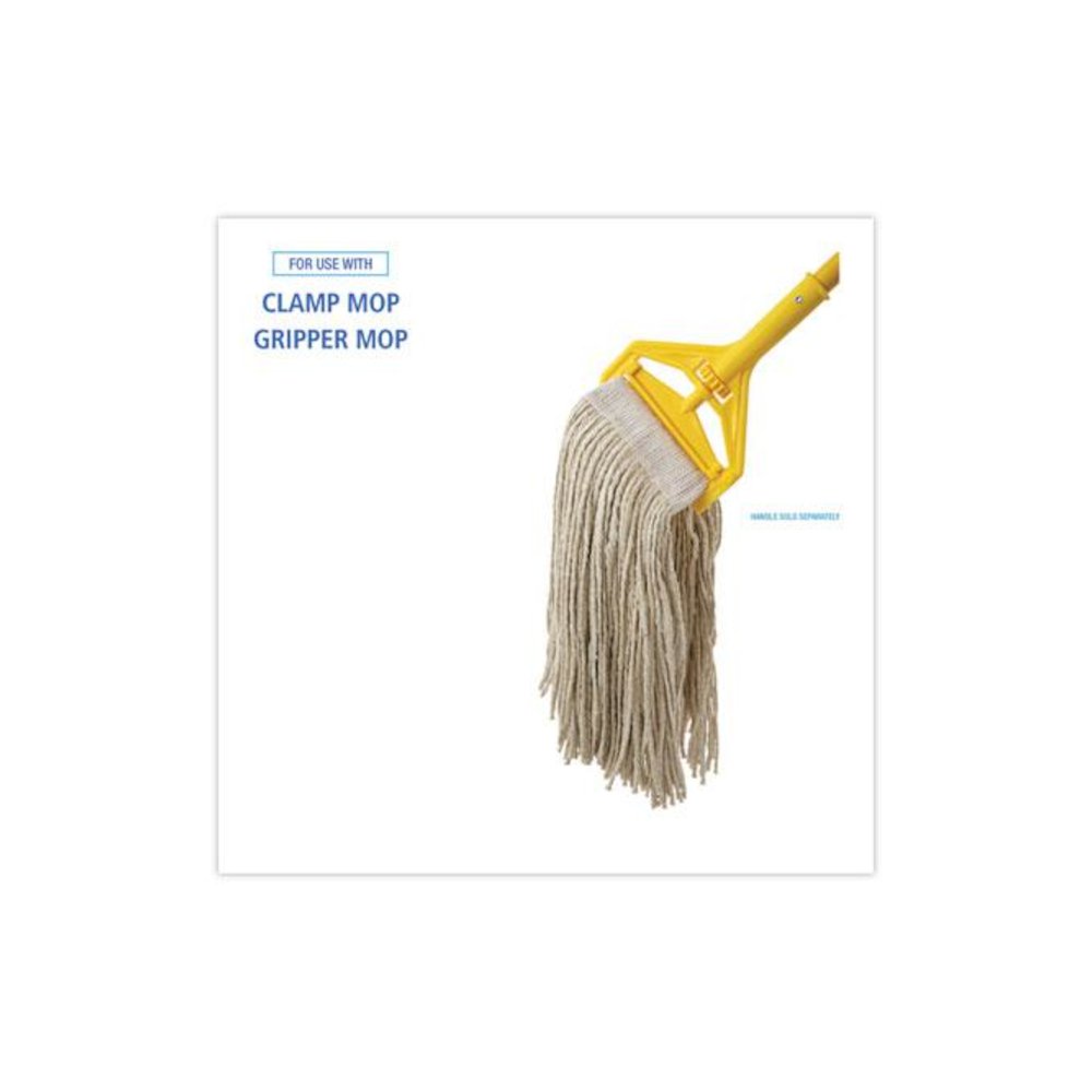 Mop Head, Premium Saddleback Head, Cotton Fiber, 24 oz, White, 12/Carton. Picture 3